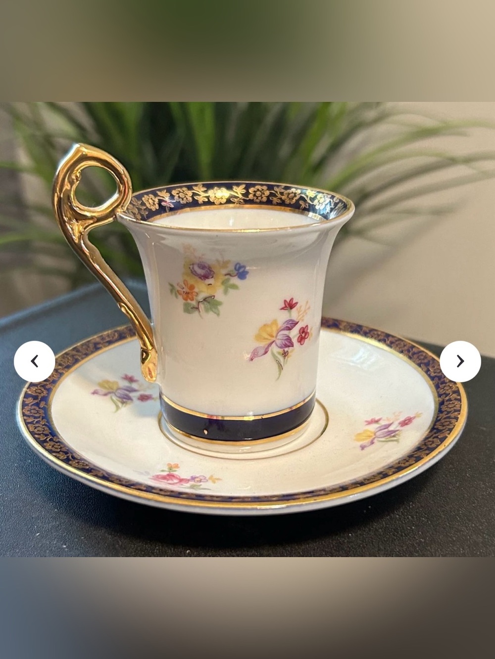 Vintage Martinroda Cobalt Gold RARE Porcelain Cup Saucer Made In Germany